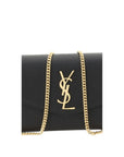 Saint Laurent Black Leather Chain Strap Wallet