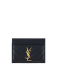 Saint Laurent Leather Matelassé Card Holder - Black