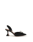 Amina Muaddi Rosie Silk Slingback Heels - Black