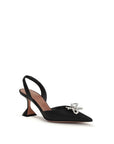 Amina Muaddi Rosie Silk Slingback Heels - Black