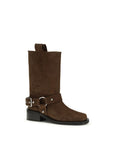 Ganni Suede Leather Biker Ankle Boots - Brown