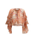 Zimmermann Floral Silk-Cotton Ruffled Blouse