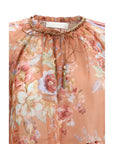 Zimmermann Floral Silk-Cotton Ruffled Blouse