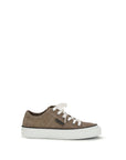 Brunello Cucinelli Shiny Tab Suede Leather Sneakers