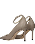 Jimmy Choo Leona 85 Gray/Grey Leather High Heel Pumps