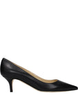 Jimmy Choo Black Leather Mid Heel Pumps