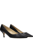 Jimmy Choo Black Leather Mid Heel Pumps