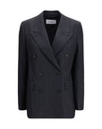Ferragamo Pinstripe Virgin Wool Blazer - Gray/Grey