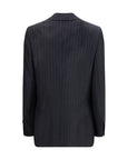 Ferragamo Pinstripe Virgin Wool Blazer - Gray/Grey