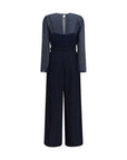 P.A.R.O.S.H. Cady Chiffon Palazzo Pants Jumpsuit - Blue