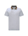 Burberry Checkered Collar White Polo Shirt