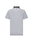 Burberry Checkered Collar White Polo Shirt