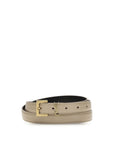 Saint Laurent Cassandre Leather Belt - Beige