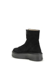 The Row Suede Leather Platform Boots - Black