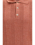 Brunello Cucinelli Burnt Orange Linen Knit Polo Shirt