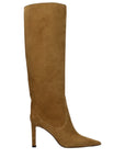 Jimmy Choo Mavis Brown Leather Knee High Heeled Boots