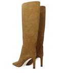 Jimmy Choo Mavis Brown Leather Knee High Heeled Boots