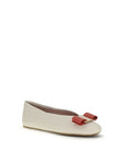 Ferragamo Vara Bow White Leather Ballet Flats