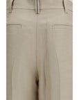 Brunello Cucinelli Beige Linen Cropped Pants