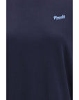 Prada Logo Deep Blue Short Sleeve Silk Knit Top