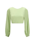 Kristina Ti Floral Lace Silk Crop Blouse