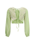 Kristina Ti Floral Lace Silk Crop Blouse