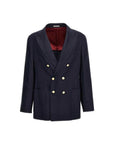 Brunello Cucinelli Blue Linen Longline Blazer