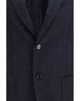 Lardini Roma Blue Fleece Wool Single-Breasted Blazer