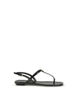 Prada Black T-Bar Leather Flat Sandals