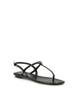 Prada Black T-Bar Leather Flat Sandals