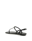Prada Black T-Bar Leather Flat Sandals