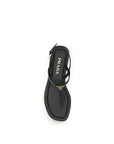 Prada Black T-Bar Leather Flat Sandals
