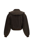 Ganni Duchesse Cropped Bomber - Dark Chocolate