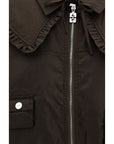 Ganni Duchesse Cropped Bomber - Dark Chocolate