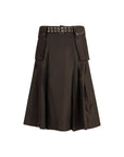 Ganni Long-Midi Skirt With Grommet Belt - Dark Brown