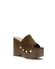 Gianvito Rossi Suede Leather Wedge Clog Mules - Brown