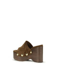 Gianvito Rossi Suede Leather Wedge Clog Mules - Brown