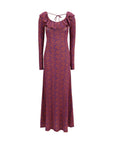 Kristina Ti Ditsy Floral Ruffle Neckline Winter Maxi Dress