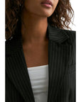 Only Pinstripe Longline Blazer - Black