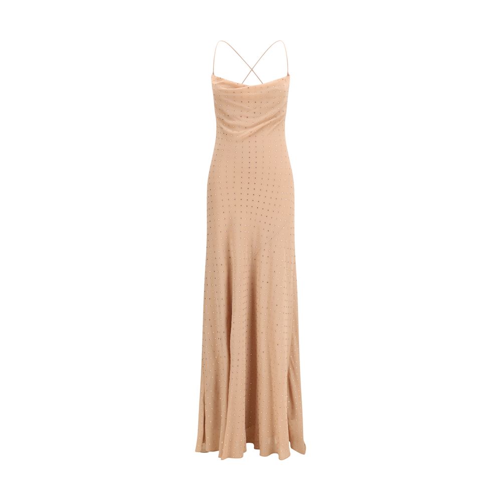 PINKO Nude/Beige Maxi Cocktail Dress – Runway Door