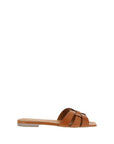 Saint Laurent Brown Leather Flat Sandals