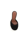 Amina Muaddi Eleanora Peep Toe Mule Sandals - Black