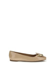 Ferragamo Beige Gancini Leather Ballet Flats