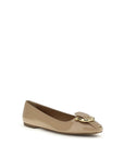 Ferragamo Beige Gancini Leather Ballet Flats
