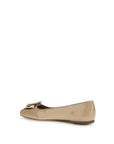 Ferragamo Beige Gancini Leather Ballet Flats