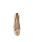 Ferragamo Beige Gancini Leather Ballet Flats