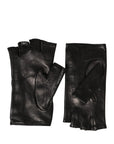 Dolce & Gabbana Embellished Leather Fingerless Gloves - Black