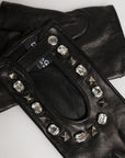 Dolce & Gabbana Embellished Leather Fingerless Gloves - Black
