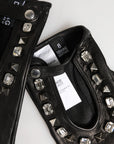 Dolce & Gabbana Embellished Leather Fingerless Gloves - Black