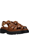 Prada Brown Leather Gladiator Platform Sandals
